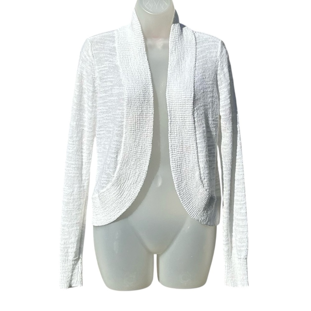 LILLY PULITZER Women M White Open Front Lightweight Viscose Blend Knit Cardigan.